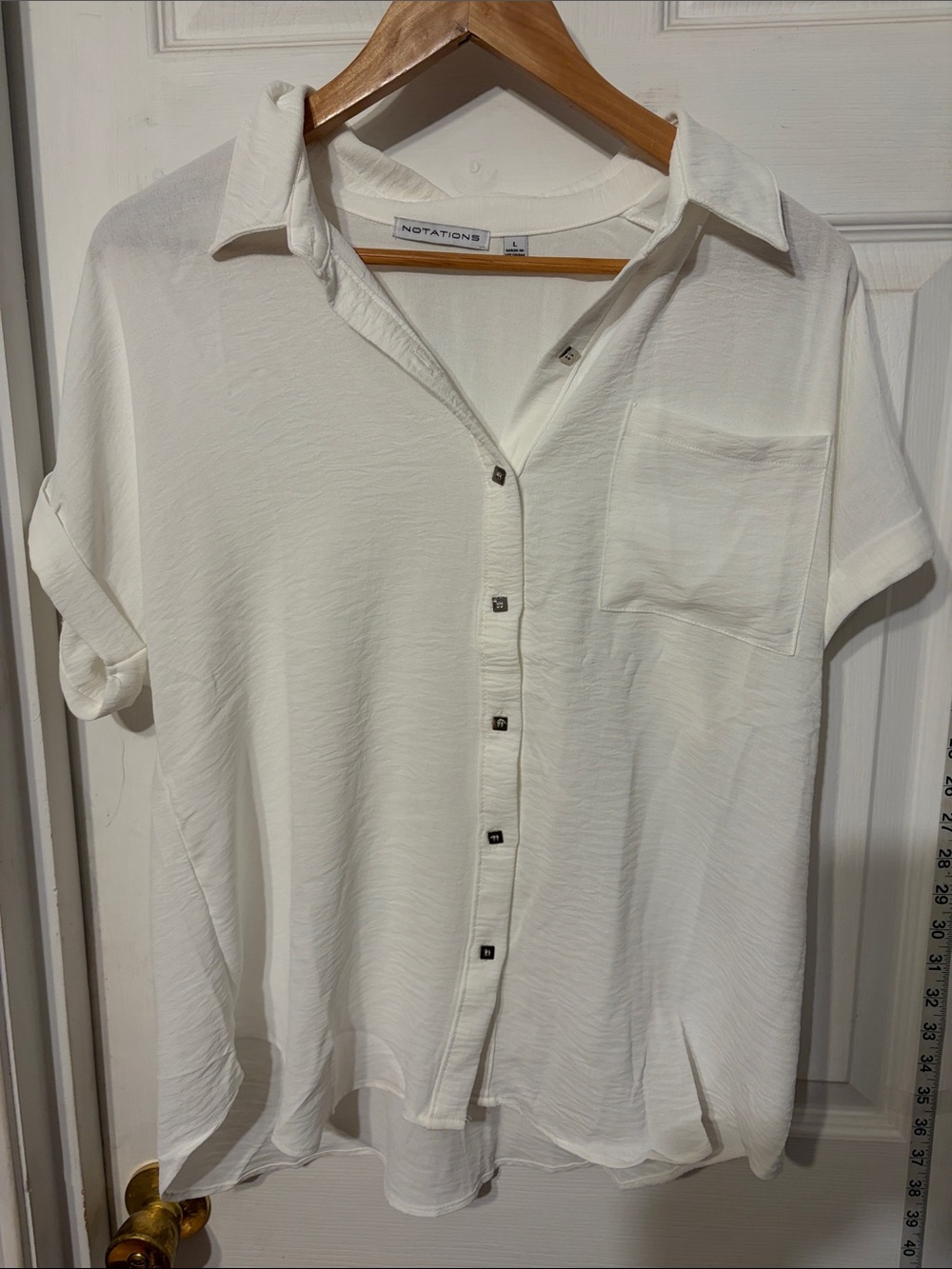 Notations Ivory Short-Sleeve Button Front Blouse